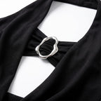 Robe courte dos nu à col drapé
