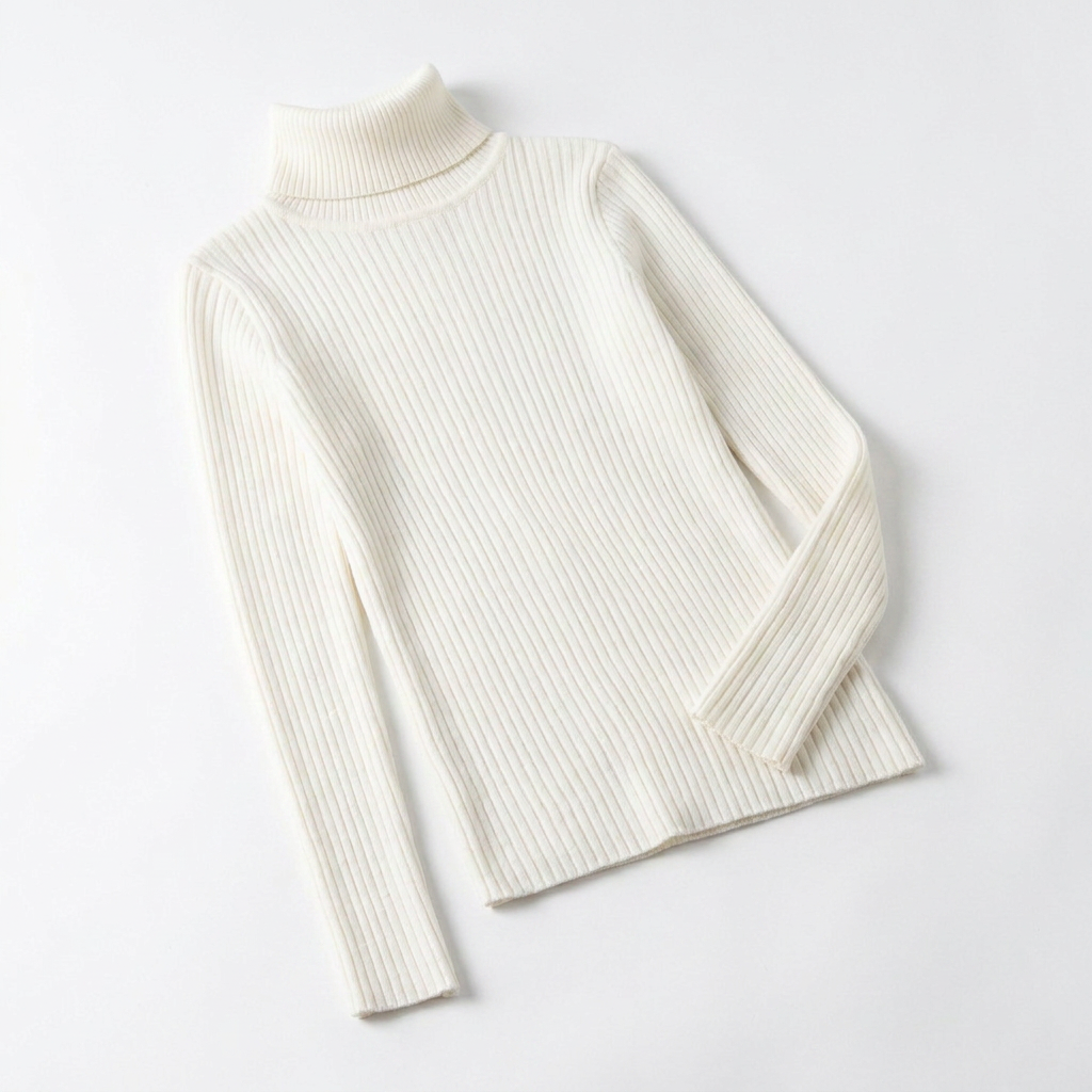 Pull côtelé à col roulé