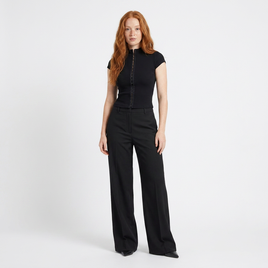 Pantalon large taille haute